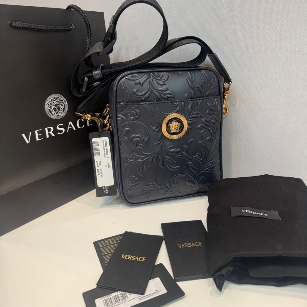 Versace Messenger Dark Navy Embossing Calf Leather/ BNWT/ UNISEX
